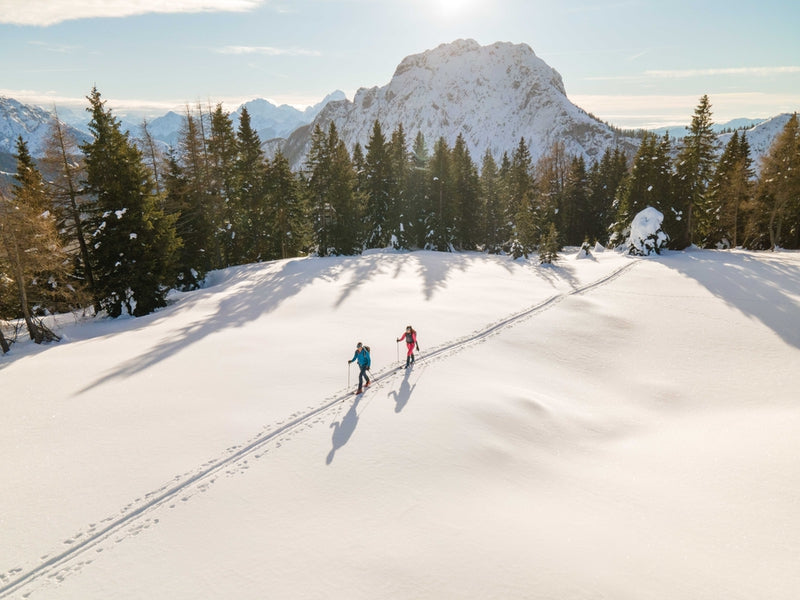 People backcountry skiing on Hagan alpine ski touring skis.