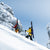 Hagan skiers climbing boot packing to a Via Ferrata